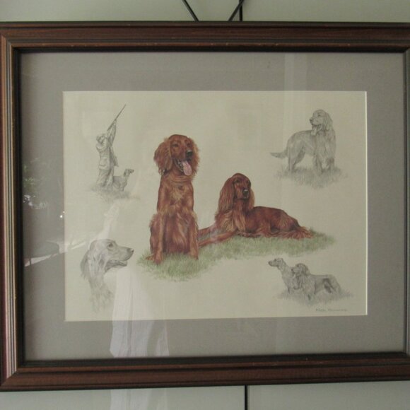 NIGEL HEMMING SIGNED PRINT/IRISH SETTERS  23 X 19 INCHES - Picture 1 of 11